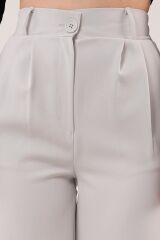 Bol Paça Piliseli Gri Pantolon