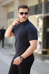 Erkek Yarım Balıkçı Yaka Kısa Kollu Tişört