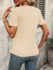 Kadın Kollu V Yakalı Omuzlarda çizgi Detaylı Viskon Bluz