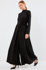 7028 Uzun Tulum Elbise - Siyah