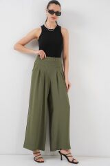 Geniş Paça Pileli Pantolon 6718 - Haki