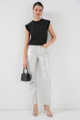 Sıfır Kol Taşlı Bluz 931 - Siyah