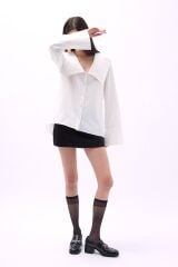 Geniş Yaka Volan Kol Gömlek