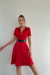 Kırmızı Kemerli Spor Elbise
