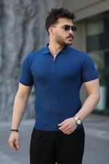 Erkek Viskon Kumaş Polo Yaka Desenli Tişört