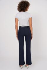 6538 Kemerli İspanyol Paça Pantolon - Lacivert