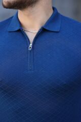 Erkek Viskon Kumaş Polo Yaka Desenli Tişört