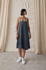 Mavi Askı Aparatlı Kot Elbise