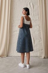 Mavi Askı Aparatlı Kot Elbise