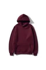 3 İplik Pamuklu Unisex Kapşonlu Sweetshirt - Bordo