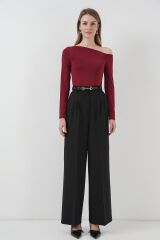 937 Kayık Yaka Sandy Bluz - Bordo