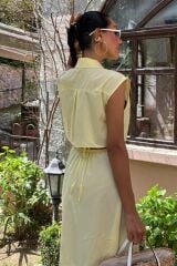 Göbeği Halka Detaylı Midi Boy Elbise 2896