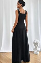 Kadın Askılı U Yaka Janjan Krep Elbise