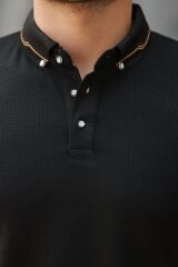 Erkek Düğmeli Yaka Waffle Kumaş Kısa Kollu Tişört