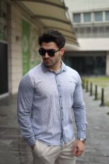 Erkek Pamuklu Keten Kumaş Gömlek