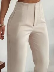 Kadın Yüksek Bel önden Fermuarlı Ithal Krep Pantolon