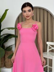 Matilda Gül İp Askılı Elbise