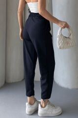 Kadın Scuba Krep Likralı Yan Fermuarlı Lastikli Harem Pantolon