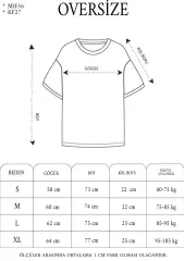 Unisex Bisiklet Yaka Baskılı Double Oversize T-Shirt - Siyah