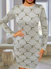 Kadın Bisiklet Yaka Uzun Kol Triko Mini Boy Elbise