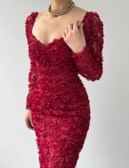 Folers Çiçek Desenli Elbise