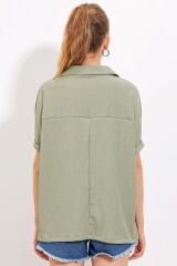 Çağla Oversize Polo Yaka Örme Bluz 0486