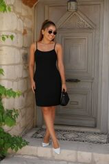 Kadın Ip Askılı Yuvarlak Yaka Kaşkorse Elbise