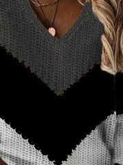 Kadın Uzun Kollu V Yakalı Triko Bluz