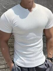 Erkek Kısa Kollu Bisiklet Yaka Burgu Bluz