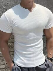 Erkek Kısa Kollu Bisiklet Yaka Burgu Bluz