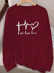 Kadın Uzun Kollu Bisiklet Yaka Desenli Vskon Bluz