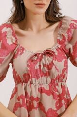 2351 Kloş Poplin Elbise - D. Fuşya