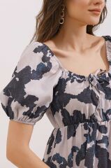 2351 Kloş Poplin Elbise - D. Siyah