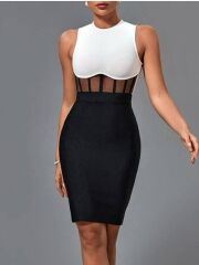 Kadın Dalgıç Kumaş Ortası Tüllü Elbise