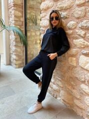 Kadın Uzun Kollu Kapüşonlu Oversize Sweat Ve Pantolon Ikili Takım