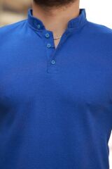 Erkek Hakim Yaka Dokuma Pamuklu Kumaş Kısa Kollu T-shirt