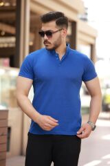 Erkek Hakim Yaka Dokuma Pamuklu Kumaş Kısa Kollu T-shirt