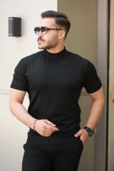 Erkek Yarım Balıkçı Yaka Kısa Kollu Tişört