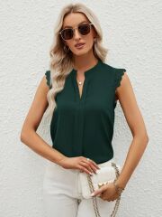 Kadın Kısa Dantel Kollu Hakim Yaka Ithal Krep Bluz