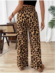Kadın Süprem Kumaş Beli Lastikli Leopar Desen Pantolon