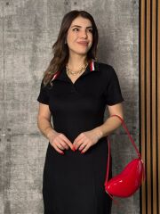 Kadın Yaka Ribanalı Çift Yırtmaçlı Elbise