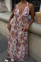 Amelia Sırt Dekolteli Şifon Elbise 2614