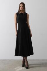 Kolsuz Uzun Elbise - Siyah