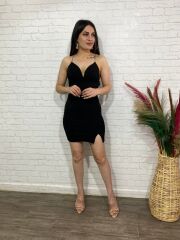 Kadın Derin V Yaka Sırt Dekolteli Fırsat Ürün Mini Elbise