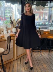 Kadın Kare Yaka Truvakarkol Fırsat ürün Midi Boy Elbise