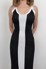 Çift Renk Yırtmaç Detay Elbise