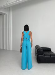 Keten Sirti Çapraz Geçi̇şli̇ Cepken Pantolon Takim