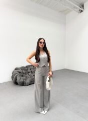 Toskana Çi̇zgi̇li̇ Kruvaze Yaka Tek Düğmeli̇ Yelek Pantolon Takim