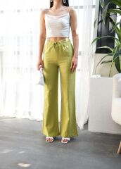 Beli̇ Lasti̇kli̇ Ve Bağcikli Keten Pantolon