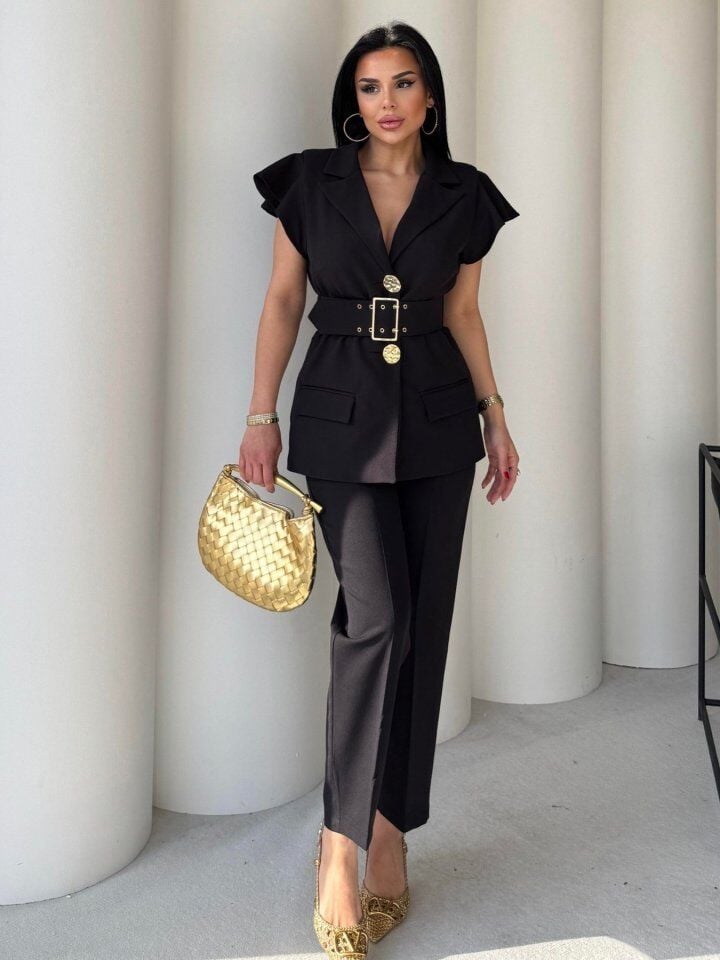 Vatkalı Yelek Pantolon İkili Takım